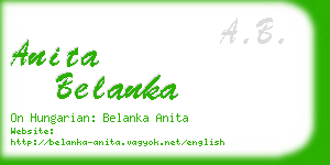 anita belanka business card